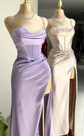 Lilac Long Prom Dresses Party Evening Gowns
