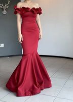 Off The Shoulder Red Mermaid Prom Dresses Party Gowns
