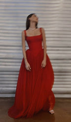Elegant Red Straps A line Prom Dress A line Prom Gown