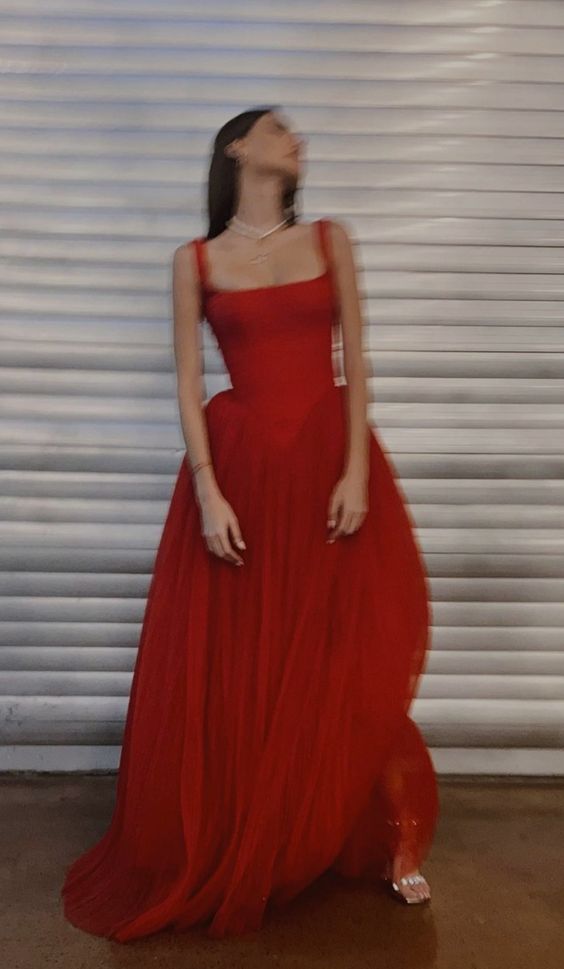 Elegant Red Straps A line Prom Dress A line Prom Gown