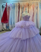 Quinceanera Dress Ball Gown Crystal Purple Prom Dresses