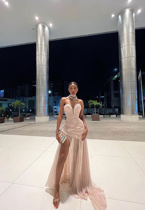 Elegant Strapless Dress Women Sexy Prom Evening Party Fashion Gown