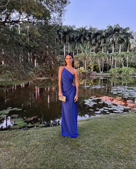 Simple Royal Blue Prom Dress Fashion Party Gown