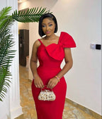Elegant Red Prom Dresses Party Gowns Long Evening Dress With Bowknot