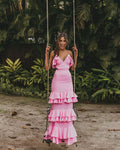 Pink long prom dress Evening Gown Party Dress