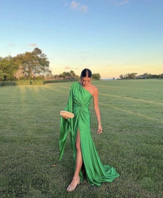 A Line Fashion Green Long Prom Dress Formal Evening Gown