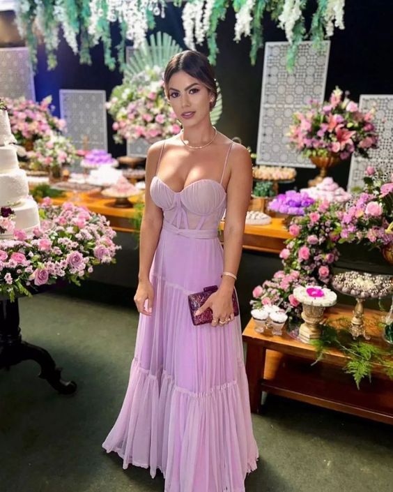 Lilac Evening Gown Long Prom Dress Party Dress