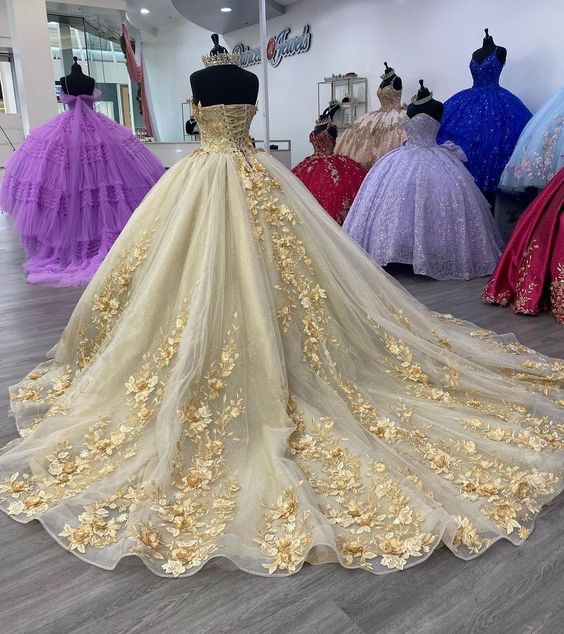 Quinceanera Dress Prom Ball Gowns Applique Corset Back Prom Sweet 16 Dress