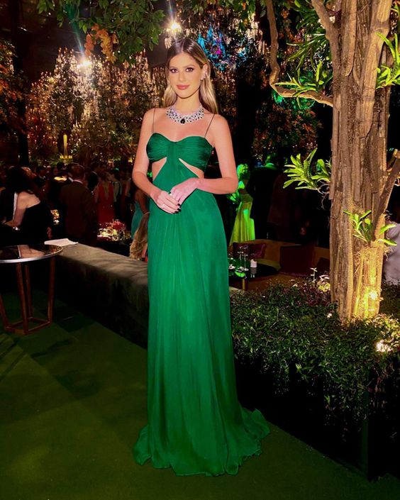Green long prom dress chic evening prom gown