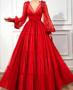 Red Long prom dress Evening Gown Party Dress
