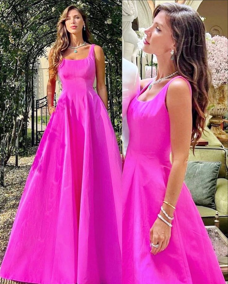 A Line Fashion Hot Pink Long Prom Dress Formal Evening Gown