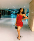 Red v neck Homecoming Dress Short Party Gown