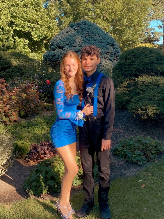 Royal Blue Homecoming Gown with Lace Princess Hoco Dress