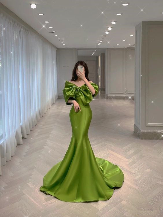 Satin Long Prom Dress Party Dress Mermaid Gown