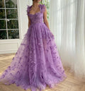 Butterfly Purple Prom Gown Elegant Long Prom Dresses