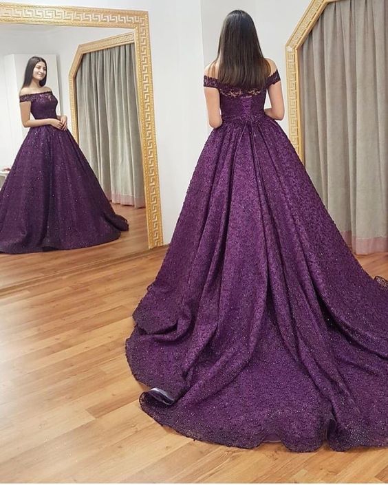 Elegant Purple Prom Dresses Party Gowns Long Evening Dress