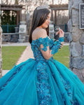 Princess Quinceanera Dresses Lace Applique Sweet 16 Dress Long Sleeves vestidos de 15 Ball Gown Prom Gowns