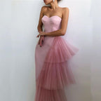 Elegant Red Mermaid Prom Dresses Party Gowns Evening Dress