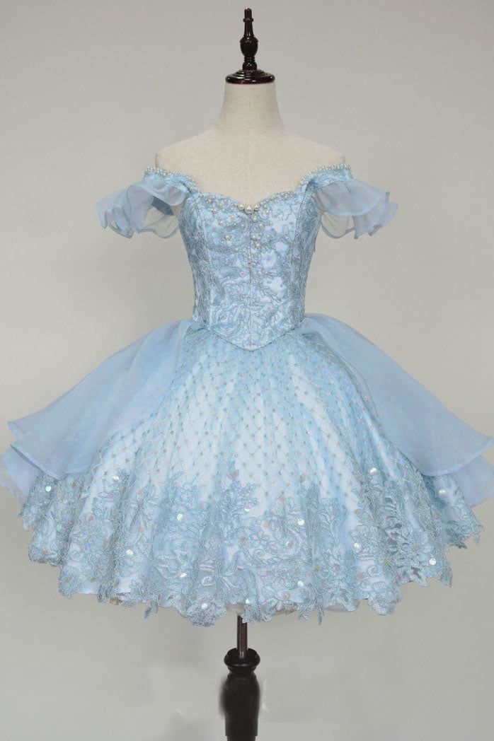 Lace Homecoming Gown with Beading Princess Off the Shoulder Hoco Dress