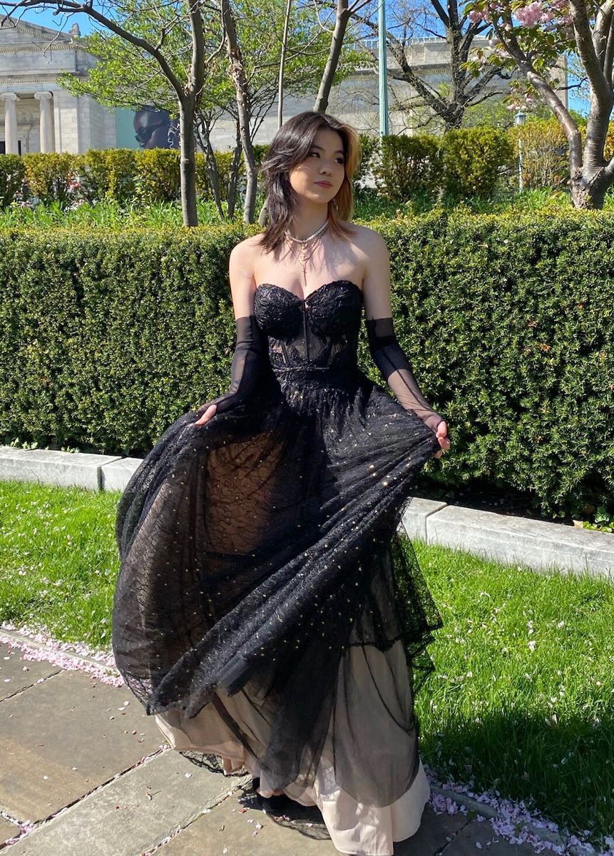 strapless black sparkly prom dress chic black prom gown