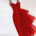 Elegant Red Mermaid Prom Dresses Party Gowns Evening Dress