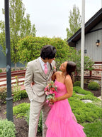 Beautiful Pink Tulle Long Formal Gown Party Prom Dresses