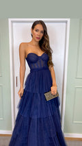 Navy Blue Long Prom Dress Formal Evening Gowns