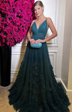Teal Prom Dress A Line Tulle Formal Evening Gowns