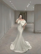 Satin Long Prom Dress Party Dress Mermaid Gown