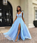 Blue Long Prom Dress A Line Formal Evening Gowns
