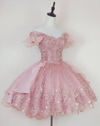 Lace Homecoming Gown with Beading Princess Off the Shoulder Hoco Dress
