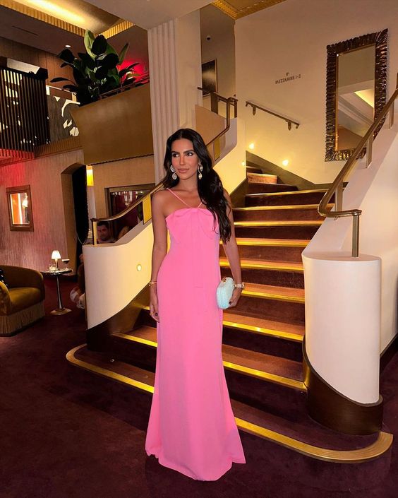 Pink Women Prom Dresses Long Evening Gowns Formal Party Wear