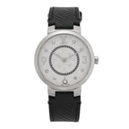 Stainless Steel Epi Diamond 33mm Tambour Slim Quartz Watch Black