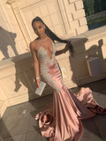 Elegant Mermaid V Neck Prom Dress,Glam Dress Y6680