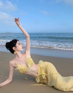 Sexy suspender dress pure desire style clothes super fairy vacation wear backless beach dress R1572