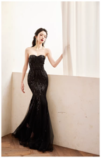Gorgeous Sweetheart Neck Lavender Tulle Sequin Mermaid Long wedding Guest Dress Formal Evening Dress Prom Gown