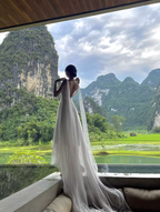 White beach dress fairy long skirt elegant super fairy seaside vacation R1563