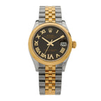 Stainless Steel 18K Yellow Gold Diamond 31mm Oyster Perpetual Datejust Watch Dark Grey Roman 278243