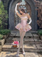 Pink Short Prom Dress with Lace Sweetheart Mini Birthday Party Dress     cg26078
