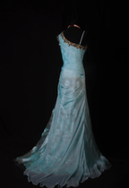 Chic Blue Chiffon Lace Beaded Mermaid Evening Dress Long Birthday Dress With 3D Flowers SP1694