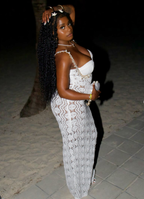 Classy White Lace Beaded Long Birthday Party Dress Evening Gown Y9824