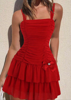 Cute A-line Short Homecoming Dress,Sleeveless Vest Dress Y1940
