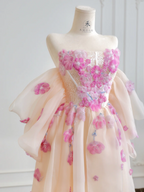 Light pink strapless fitted waist sexy long ball gown R8197