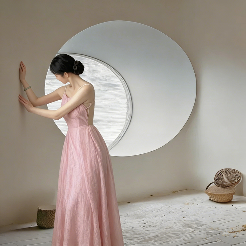 Light pink halter-neck backless sexy and elegant ball gown R8024