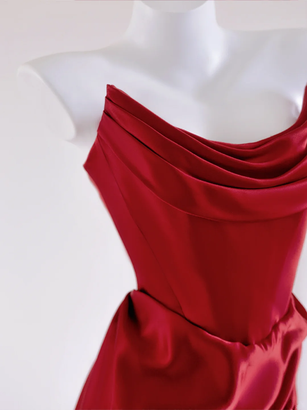 Red strapless fitted waist bodycon long ball gown/bridal dress R8282