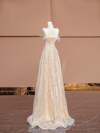 Light apricot strapless A-line long ball gown/bridal dress R8397
