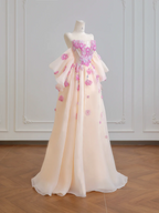 Light pink strapless fitted waist sexy long ball gown R8197