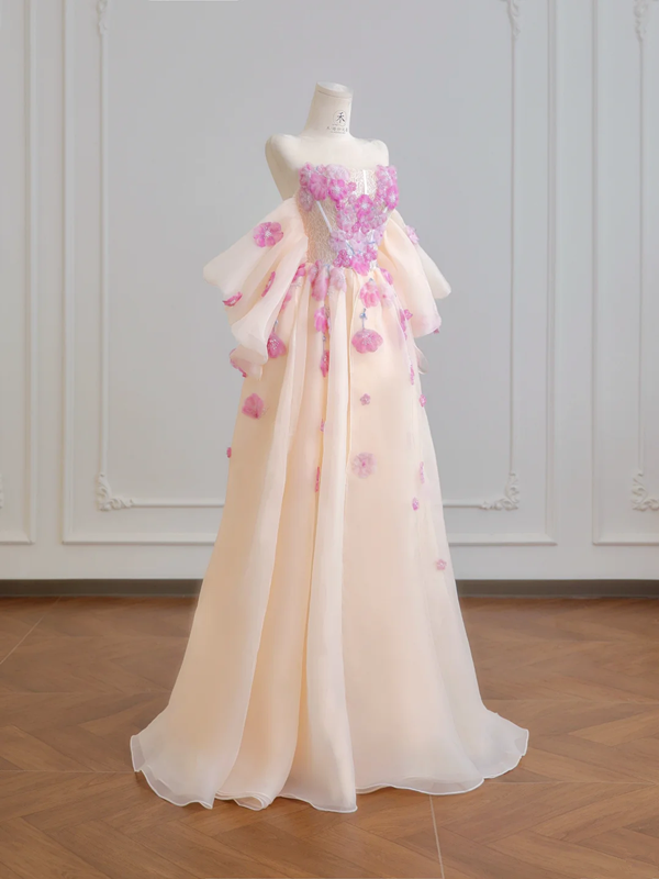 Light pink strapless fitted waist sexy long ball gown R8197