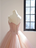 Light pink strapless fitted waist long ball gown/bridal dress R8523