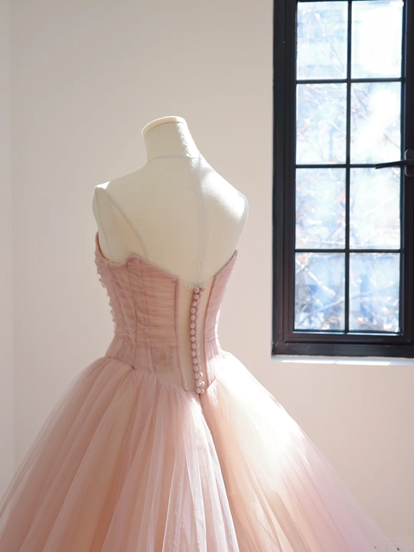 Light pink strapless fitted waist long ball gown/bridal dress R8523